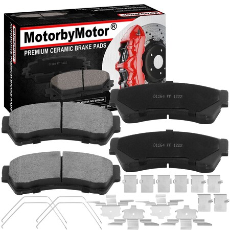Motorbymotor MotorbyMotor Front Ceramic Brake Pads w/Hardware Kits D1164(4Pack) BPD1164